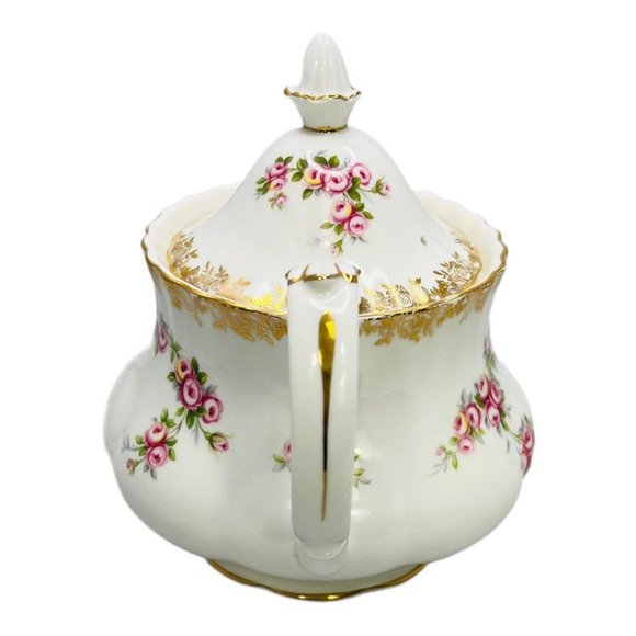 ROYAL ALBERT Dimity Rose Bone China England Teapot and Lid - Picture 3 of 9